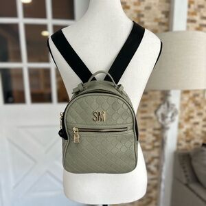 Steve Madden olive green Quilted Backpack with Gold Accents
